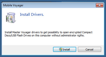 Install drivers to open encrypted usb flash drive or secure cd